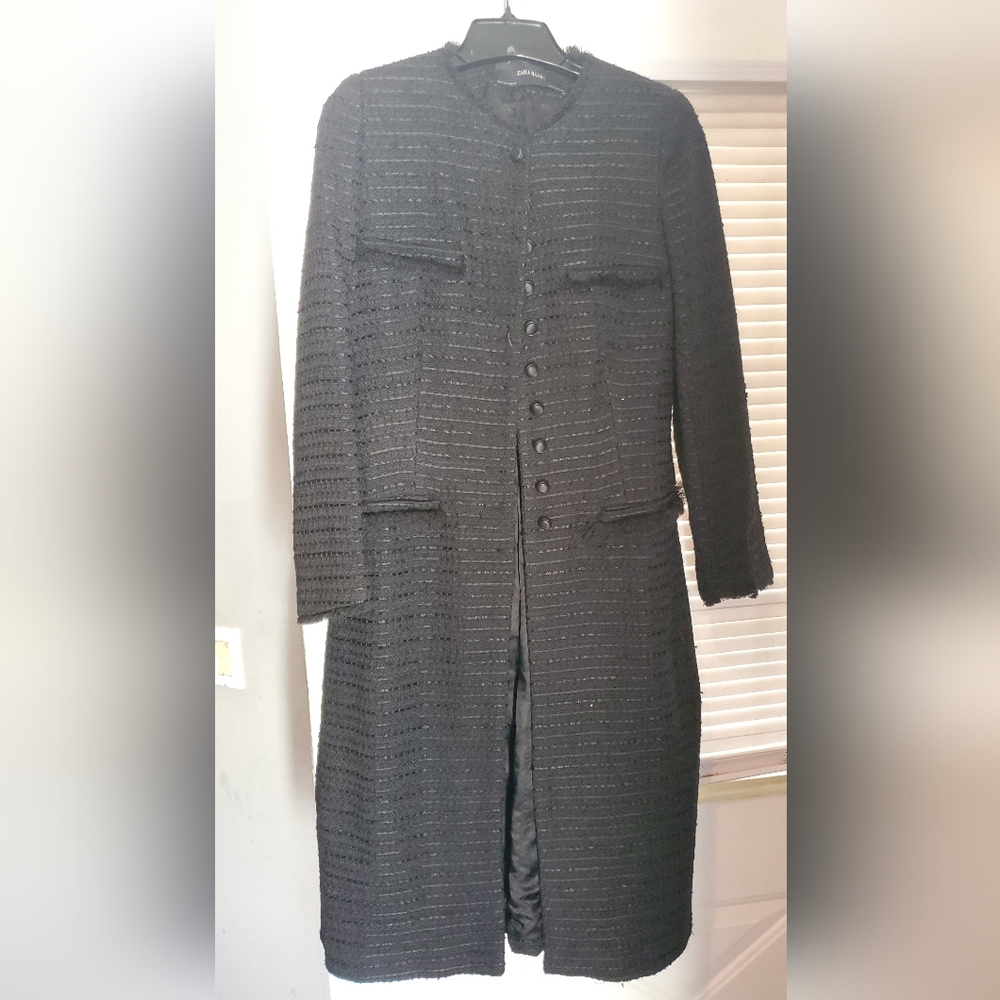 Zara Textured Black Trench Coat